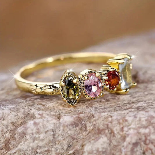 Vintage Gold Four Stone Zirconia Ring