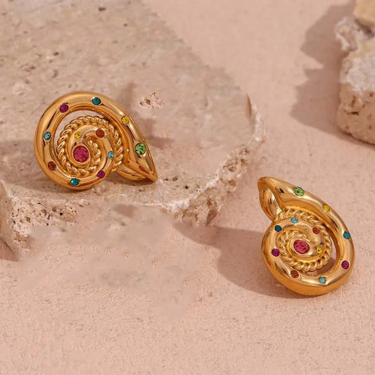 Pendientes vintage coloridos y únicos en espiral