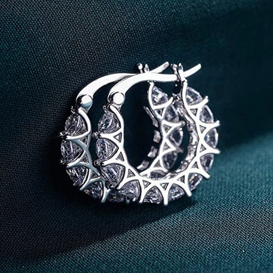 Pendientes redondos brillantes de plata