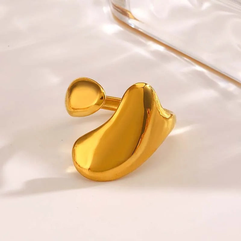 Gold Unique Abstract Shape Adjustable Ring