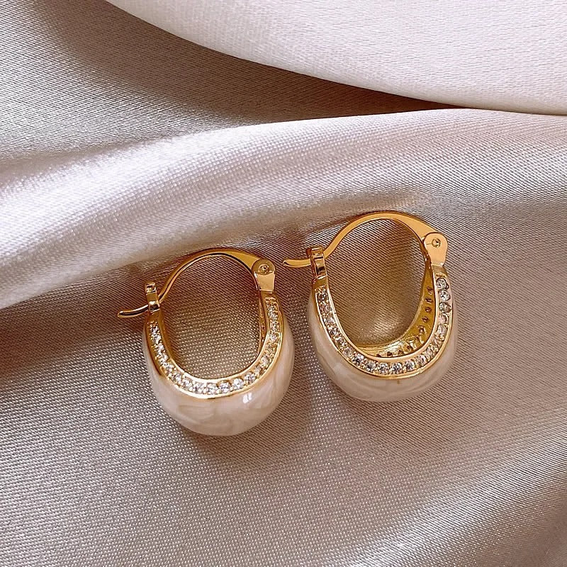 Vintage Gold Hoop Pendant Earrings