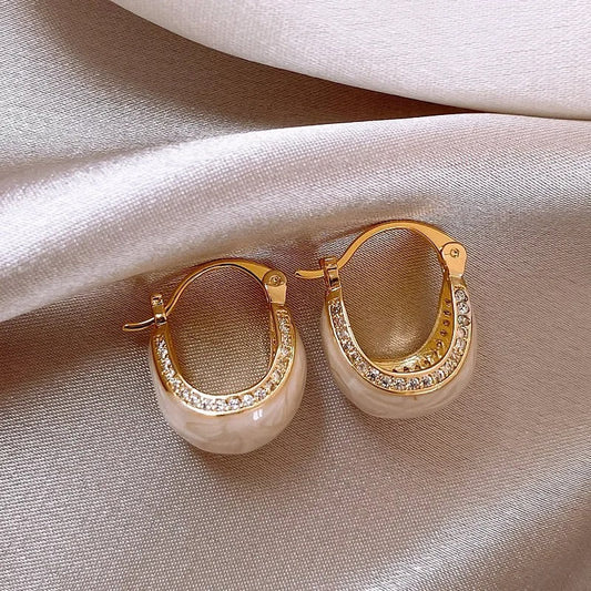 Vintage Gold Hoop Pendant Earrings