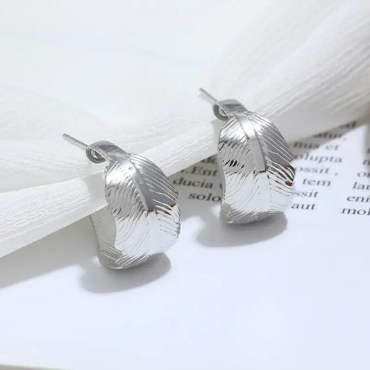 Pendientes de plumas engarzadas vintage de plata