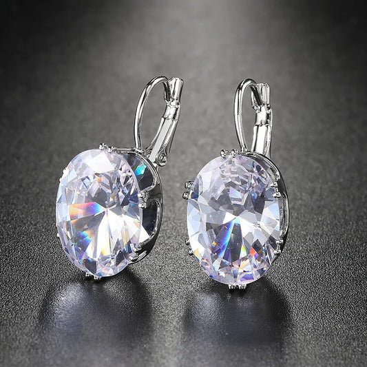 Antique Style Clear Oval Earrings