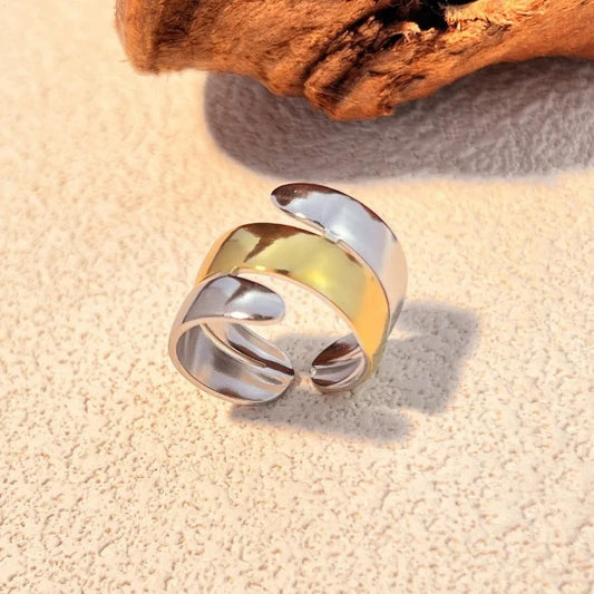 Gold & Silver Spiral Adjustable Ring