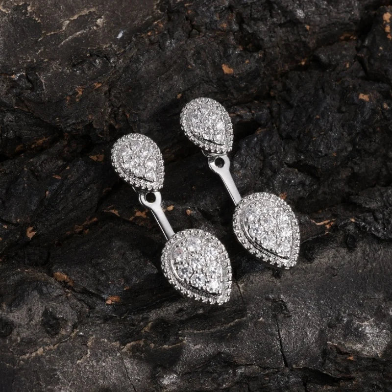 Pendientes de plata con doble lágrima de cristal