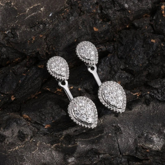 Pendientes de plata con doble lágrima de cristal