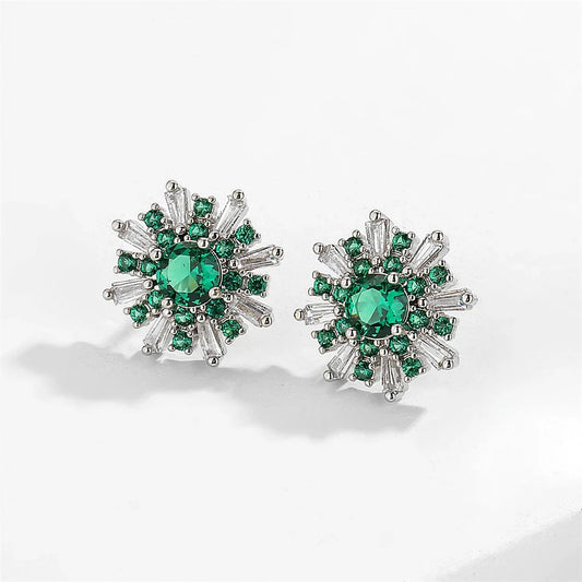 Pendientes llamativos de plata verde radiante