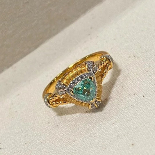 Classic Triangular Gorgeous Mint Green Adjustable Ring