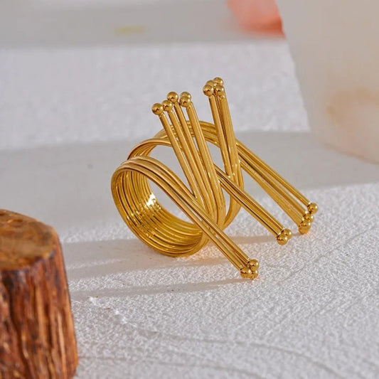 Bold Modern Art Gold Ring