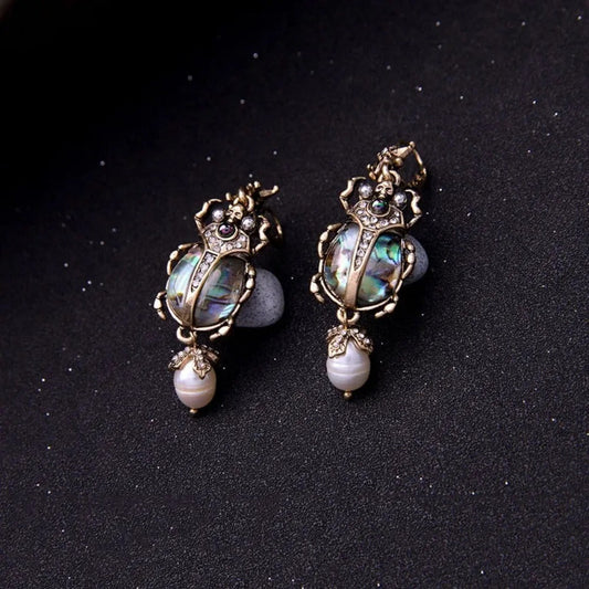 Vintage Pearl Star Dangle Earrings