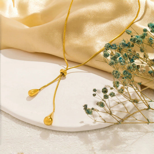 Vintage Gold Drop Pendant Necklace
