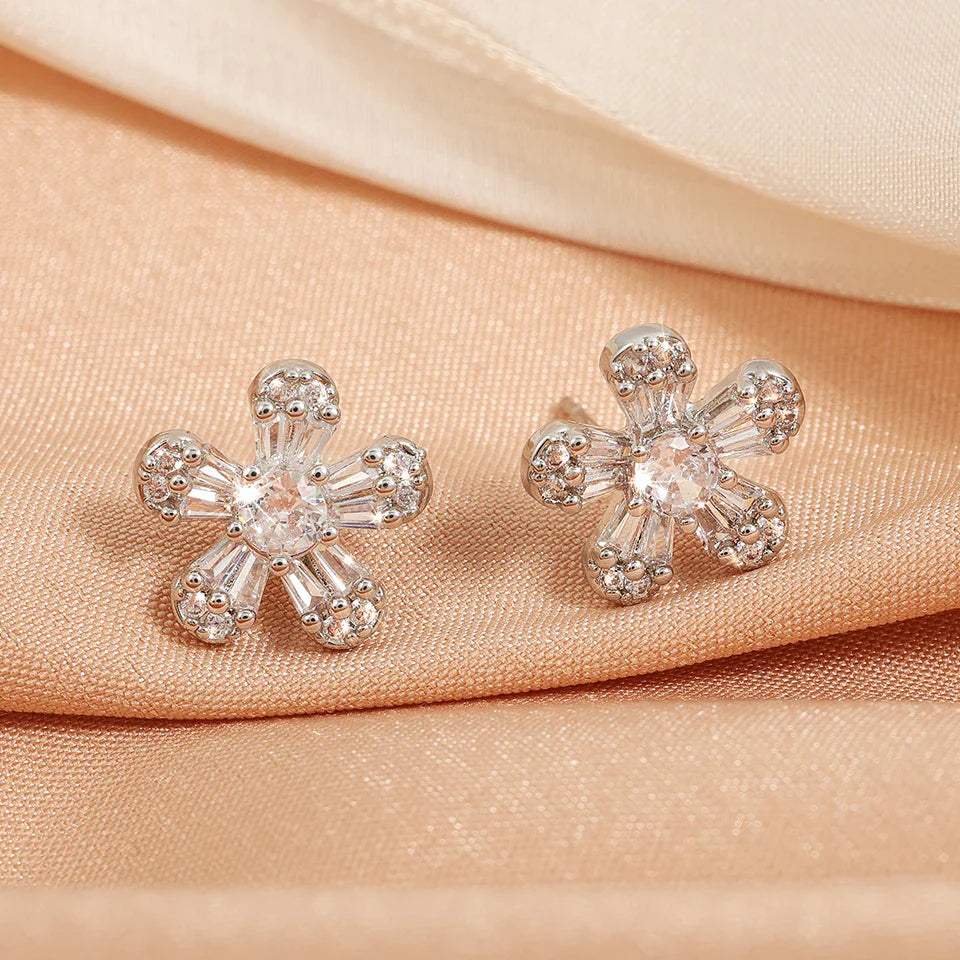 Pendientes de plata con flores de cristal vintage