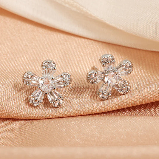 Pendientes de plata con flores de cristal vintage