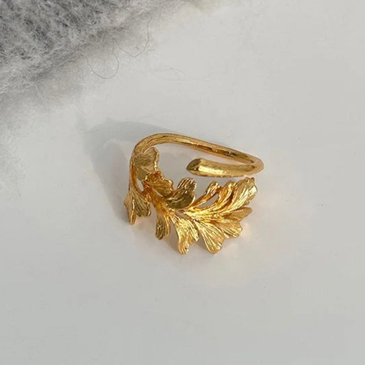 Vintage Gold Leaf Wrap Open Ring
