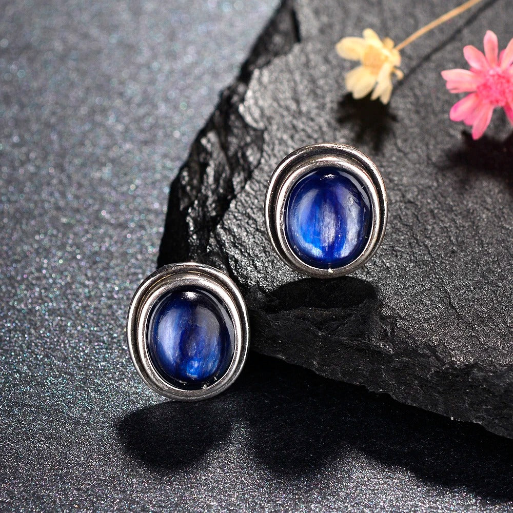 Pendientes de plata con gemas azul medianoche
