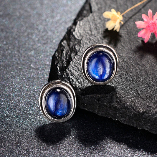Pendientes de plata con gemas azul medianoche