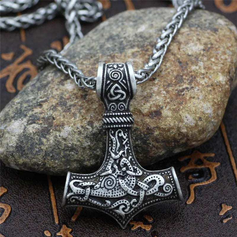 Collier amulette de Thor en argent viking