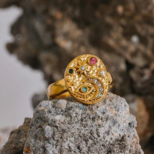 Bague céleste multicolore vintage