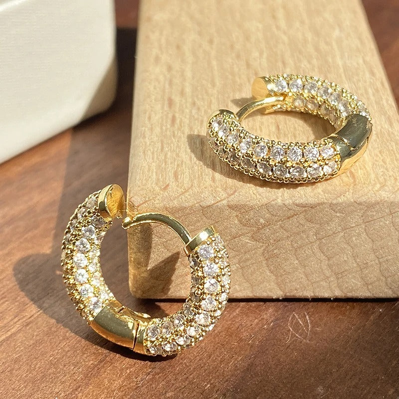 Pendientes de aro vintage de cristal dorado