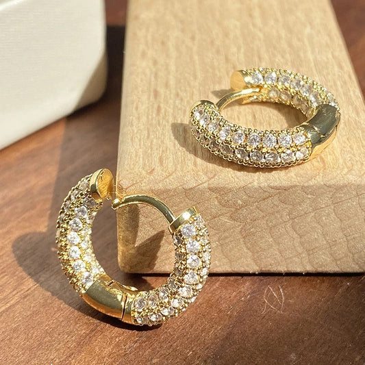 Pendientes de aro vintage de cristal dorado