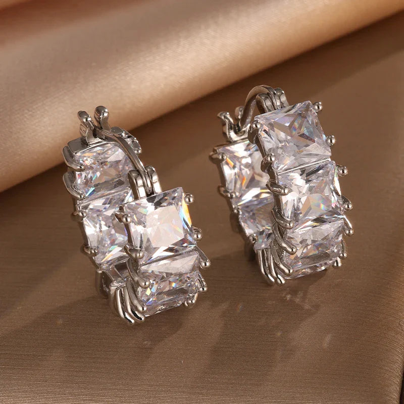 Pendientes de aro de plata con cristales vintage