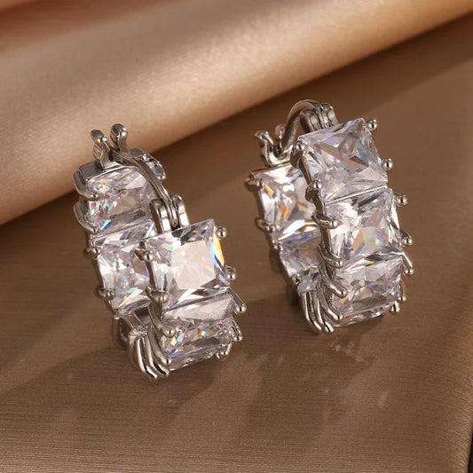 Pendientes de aro de plata con cristales vintage