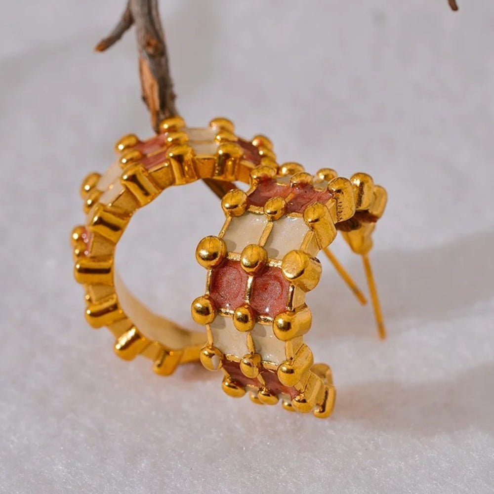 Pendientes de aro geométricos vintage en forma de C