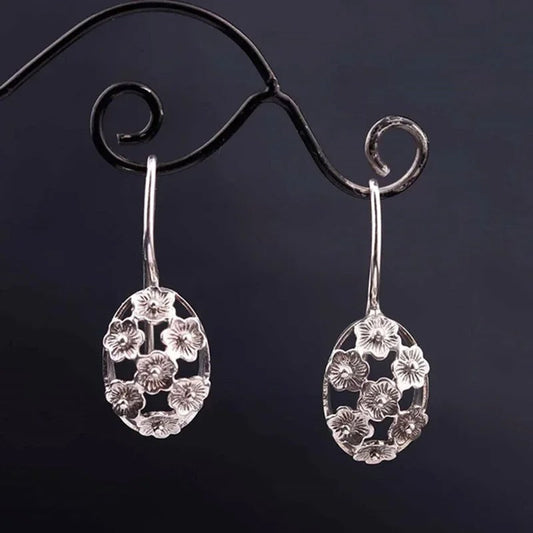 Handcrafted Silver Blossom Drop Earrings