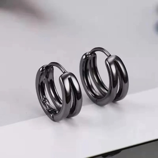 Pendientes vintage negros de doble aro