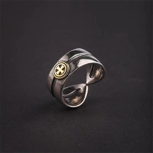 Silver Medieval Cross Adjustable Ring