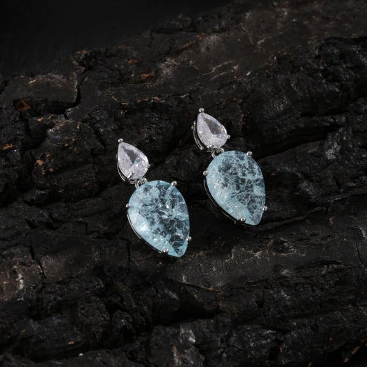 Pendientes colgantes de aguamarina vintage de plata