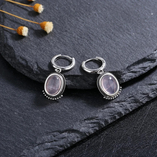 Pendientes vintage de plata rosa pálido