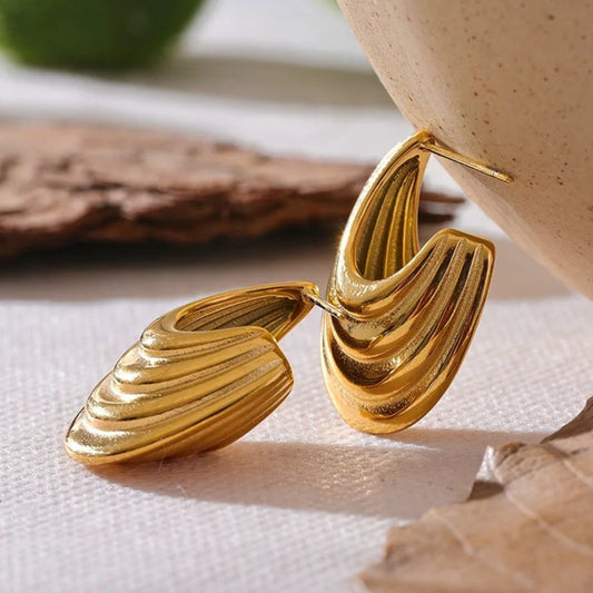 Vintage Gold Geometric Stripe Earrings