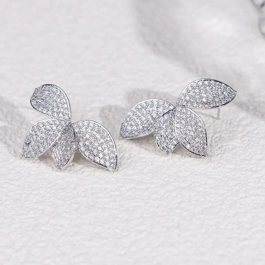 Pendientes vintage de hoja de cristal
