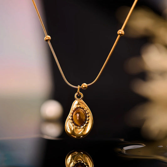 Gold Tiger's Eye Charm Necklace