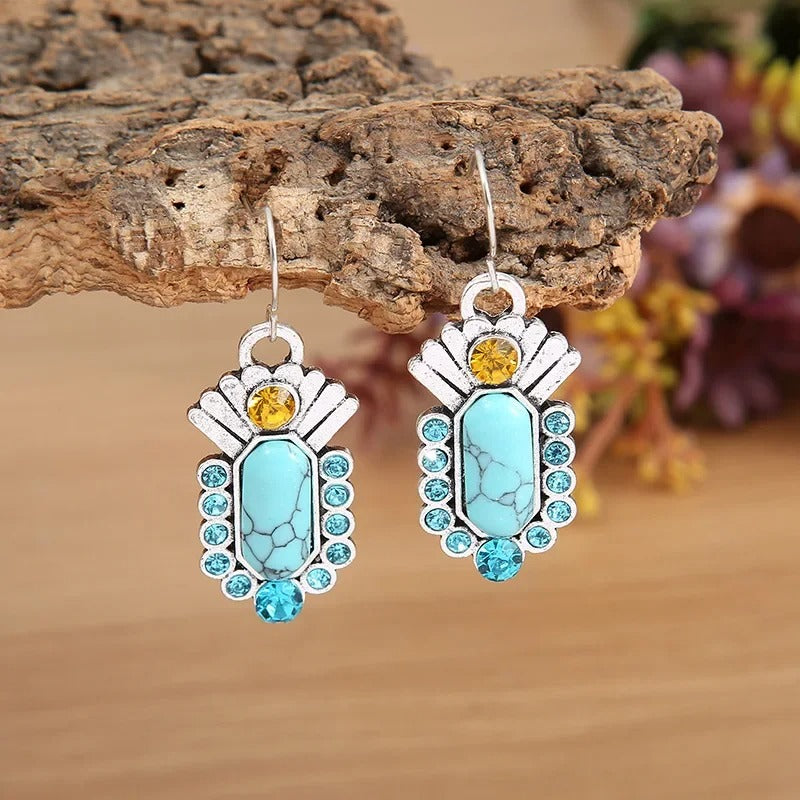 Handmade Silver Turquoise Dangle Earrings