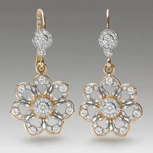 Pendientes vintage de mandala con flores de cristal